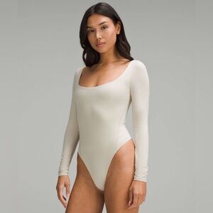 NWT Lululemon Wundermost Ultra Soft Nulu Square Neck LS Bodysuit Mojave Tan Sz M